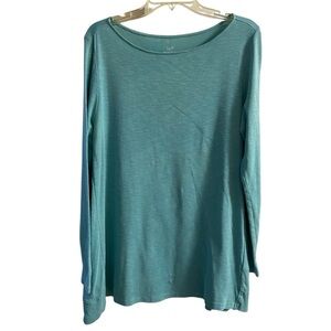 J Jill pima boat neck tunic top light teal Medium